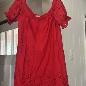 Umgee Red Eyelet Mini Dress